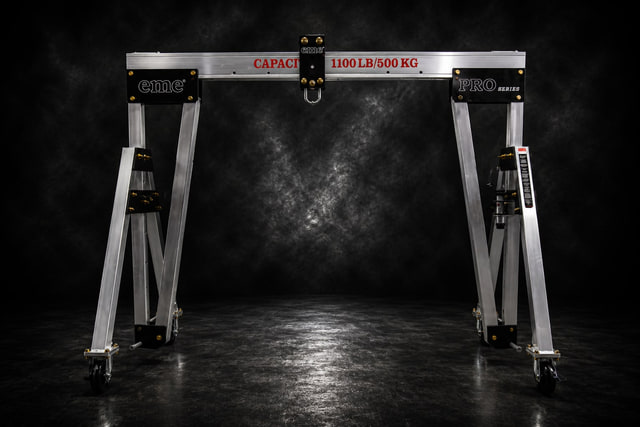eme 1100R — 1/2 ton portable aluminum gantry crane, 1,100 lb rated capacity