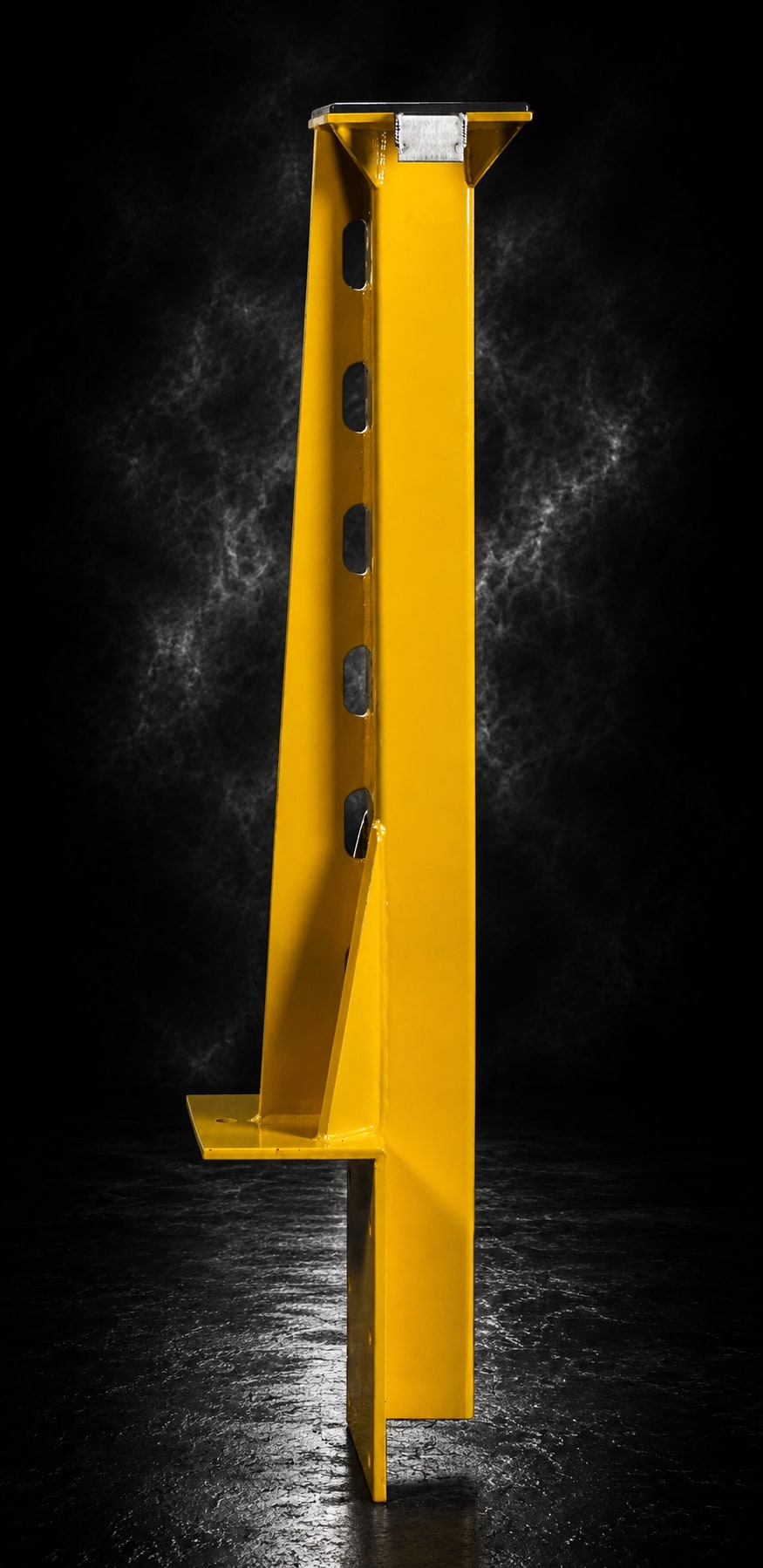 eme 42-inch extended side mount socket — tall yellow vertical post mounted to a wall surface