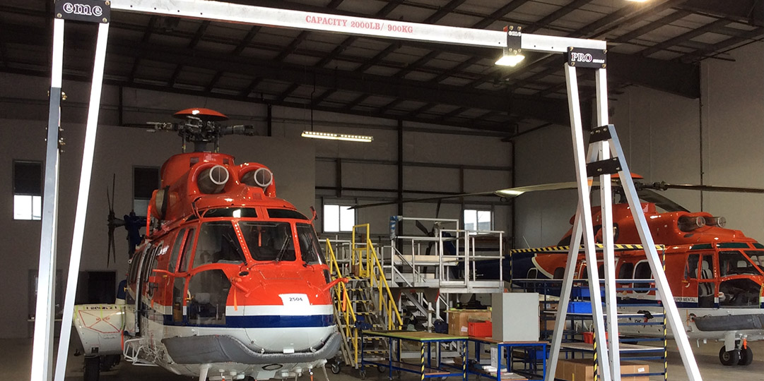 Easily Moved Equipment Expands its Line-up of Revolutionary Aluminum Gantry Cranes for Helicopter Maintenance